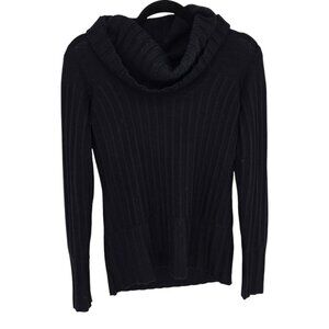 Worth womens small black ribbed cowl neck long sleeve wool sweater